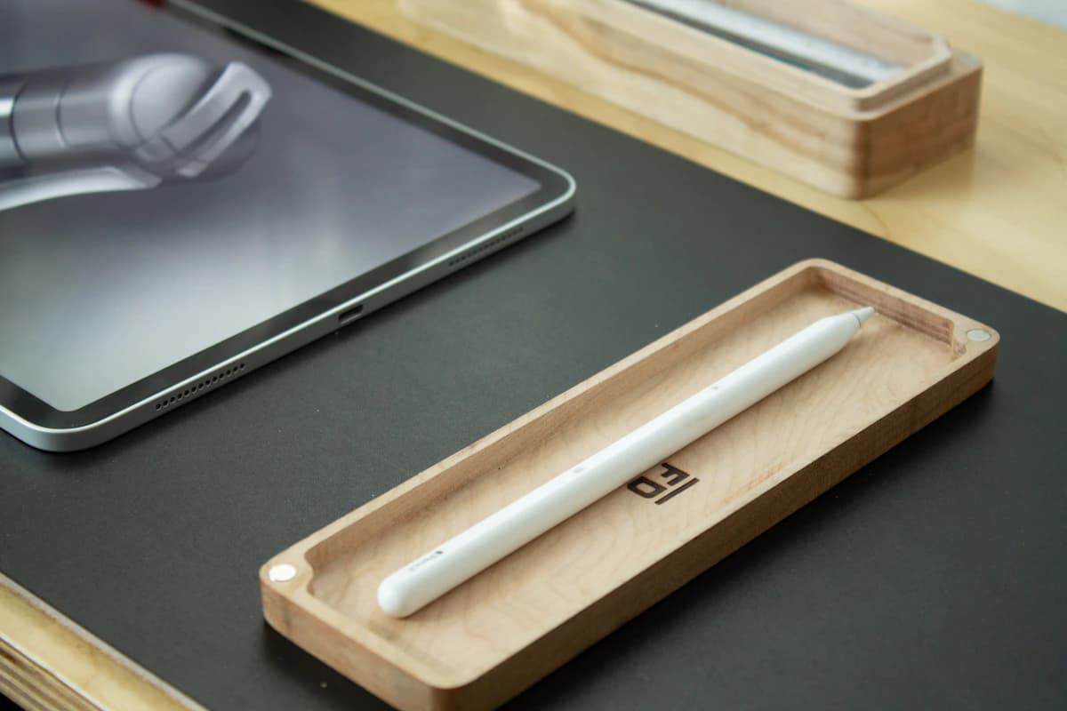 Representative photograph of a wooden desk tray